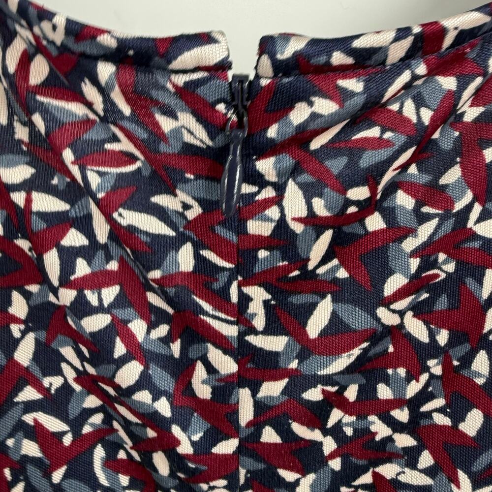 Tory Burch Dress Womens Small Burgundy Confetti Print 100% Silk Ruched - Picture 8 of 9